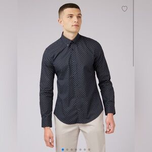 Ben Sherman Optical Geo Print Shirt - Loden SLIM FIT $105 BNWTS